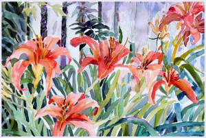 Watercolor Spring Lilies