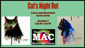 Cat's Night Out Acrylic And Ink Drawing Class At...